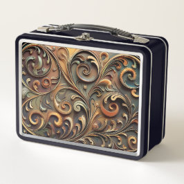 Vergulde barokke rolwerk metalen lunchbox