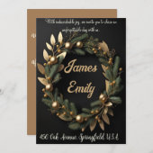 Vergulde begroeiing op zwart | Trouwkaart Feestdagenkaart (Voorkant / Achterkant)