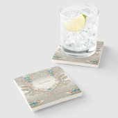 Vergulde Blauwe Stenen Stenen Onderzetter (Zijkant)