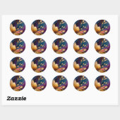 Vergulde bloei - Abstracte bloemcompositie Ronde Sticker (Vel)
