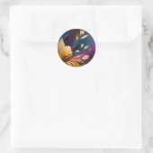 Vergulde bloei - Abstracte bloemcompositie Ronde Sticker (Tas)