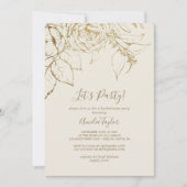 Vergulde Bloemen | Crème en Goud Laten we Feesten Kaart (Voorkant)