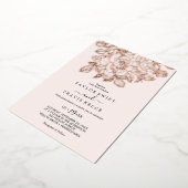 Vergulde Bloemen Roos Gold Folie & Blush Wedding Folie Uitnodiging (Gedraaid)