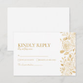 VERGULDE Bloemen RSVP Kaartje (Voorkant / Achterkant)