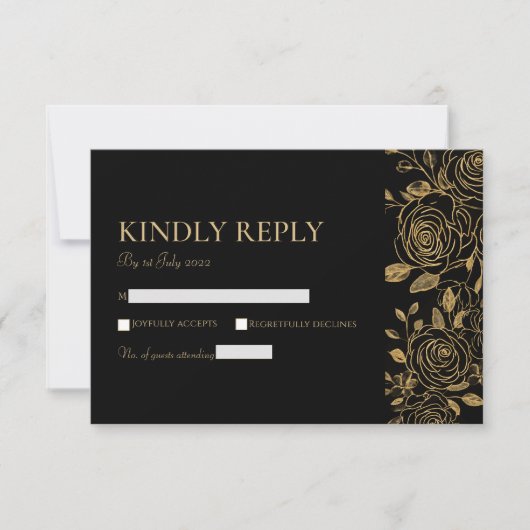 VERGULDE BLOEMEN RSVP KAARTJE (Voorkant)