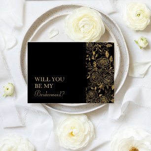 Vergulde Bloemen Wil Je Mijn Bruidsmeisje Zijn Kaa Kaart