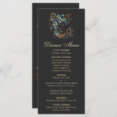 Vergulde bloemige elegantie menu (Voorkant / Achterkant)