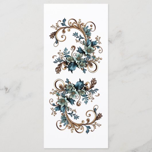 Vergulde bloemige elegantie menu (Achterkant)