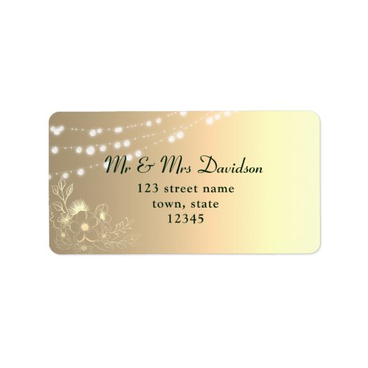 Vergulde bloemige retouradres sticker (Voorkant)