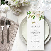 Vergulde Blooms Bruiloft Menu Kaart