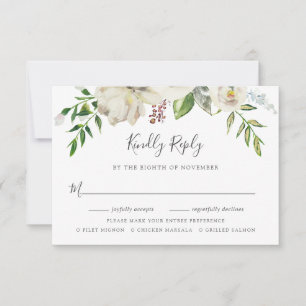 Vergulde Blooms Bruiloft RSVP Kaart met Maaltijd K