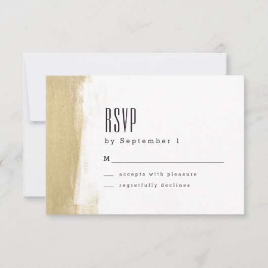 Vergulde Brush Wedding RSVP Kaart (Voorkant)