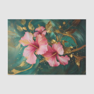 Vergulde dubbel roze hibiscus bloeit, formele bloe tissuepapier