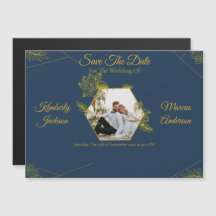 Vergulde Elegantie Trouw Save The Date Magneet