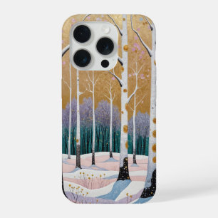 Vergulde Espenbos: Een Winterdroom iPhone 15 Pro Hoesje