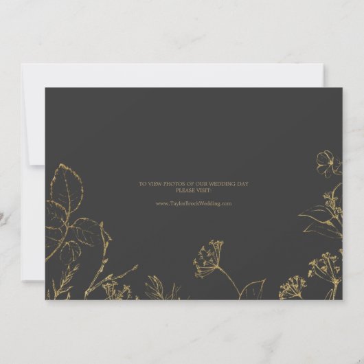 Vergulde Floral Cream & Gold Elopement Aankondigin Aankondiging (Achterkant)