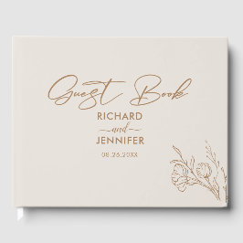Vergulde Floral Cream & Goud Gepersonaliseerde bru Gastenboek