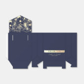 Vergulde Floral Gold Navy Blue bruiloft Bedankdoosjes (Uitgevouwen)