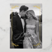 Vergulde Formele Lijst Fotobruiloft Save the Date Folie Uitnodiging (Voorkant)