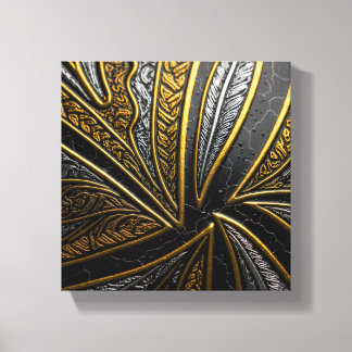 Vergulde Fusie–Zwart & Goud Gegraveerde Metalen Wa Canvas Afdruk