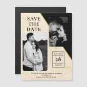 Vergulde Geometrie Luxe Ivoor & Goud Marmer Opslag (Voorkant / Achterkant)