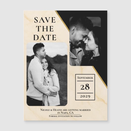 Vergulde Geometrie Luxe Ivoor & Goud Marmer Opslag (Voorkant)