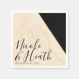 Vergulde geometrie Luxe ivoor & goud marmeren brui Servet