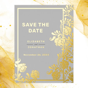 Vergulde Glamour Bruiloft Save the Date Folie Uitnodiging Briefkaart