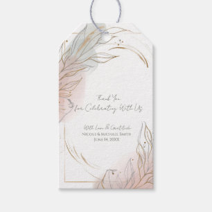 Vergulde gouden salie & blos bloemen-huwelijk cadeaulabel