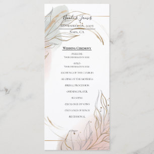 Vergulde gouden salie- & blos botanisch trouwprogr menu