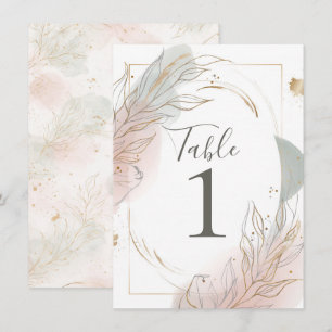 Vergulde Gouden Salie & Blush Botanische Tafelkaar Kaart