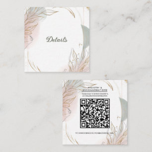 Vergulde Gouden Salie & Blush Botanische Trouwdeta Vierkante Visitekaartje