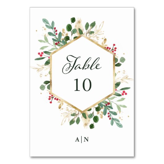 Vergulde groenblijvende planten op wit | Kersttrou Kaart (Achterkant)