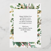 Vergulde groenheid op wit | Prettig feest goud Folie Feestdagenkaart (Achterkant)