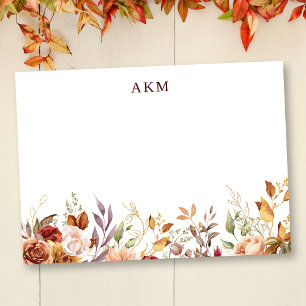 Vergulde Herfst Terracotta Floral Notitiekaartje