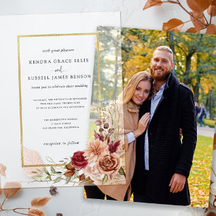 Vergulde Herfst Terracotta Floral Vellum Uitnodigingen