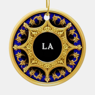 Vergulde lijst met sierlijke details keramisch ornament