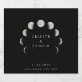 Vergulde maanfasen sparkling wijnetiket (Enkel label)