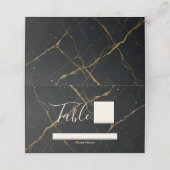 Vergulde Midnight Marble Black & Gold Wedding (Buitenkant ongevouwen)