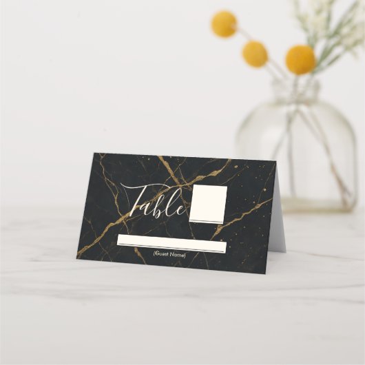 Vergulde Midnight Marble Black & Gold Wedding (Voorkant)