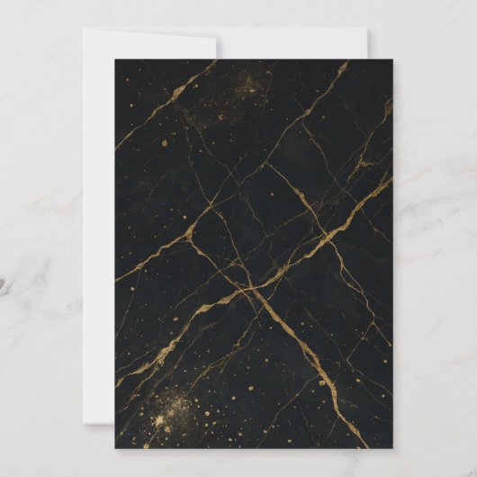 Vergulde Midnight Marble Black & Gold Wedding Kaart (Achterkant)