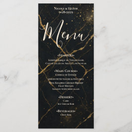 Vergulde Midnight Marble Black & Gold Wedding Menu