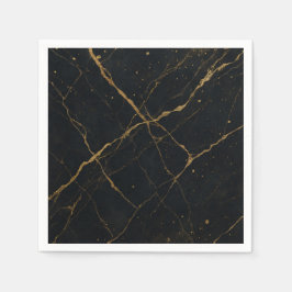 Vergulde Midnight Marble Black & Gold Wedding Servet