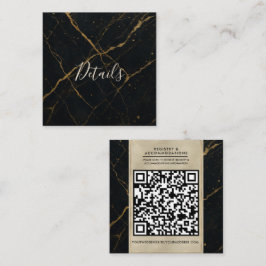 Vergulde Midnight Marble Black & Gold Wedding Vierkante Visitekaartje