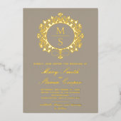 Vergulde Monogram bruiloft uitnodigingen (Voorkant)