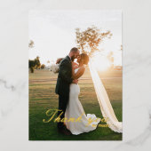 Vergulde Monogram Foto Trouw Dank Kaarten (Voorkant)