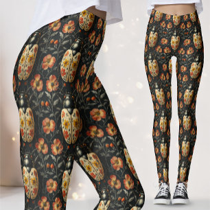 Vergulde Natuur Geleerde Botanische Kever Leggings