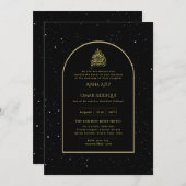 Vergulde Nikah Trouw Uitnodiging Chic Islamitisch (Voorkant / Achterkant)