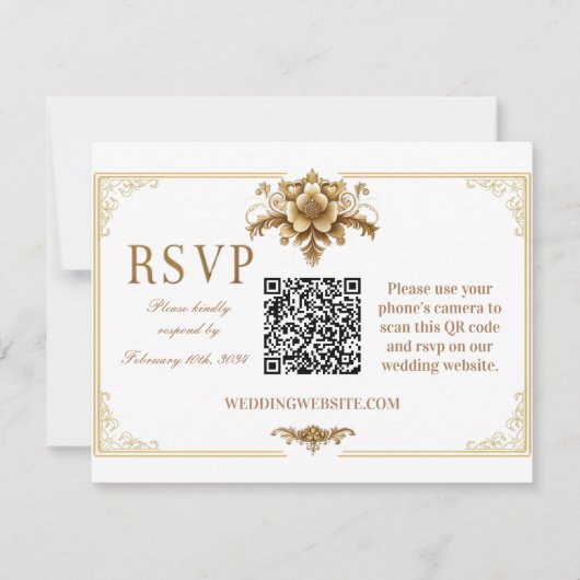 Vergulde Royal RSVP QR-codekaart (Voorkant)