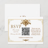 Vergulde Royal RSVP QR-codekaart Kaartje (Voorkant / Achterkant)